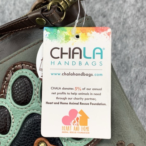NEW CHALA Stone Gray Paw Print Small Crossbody/Purse VEGAN Convertible Strap - Picture 4 of 6